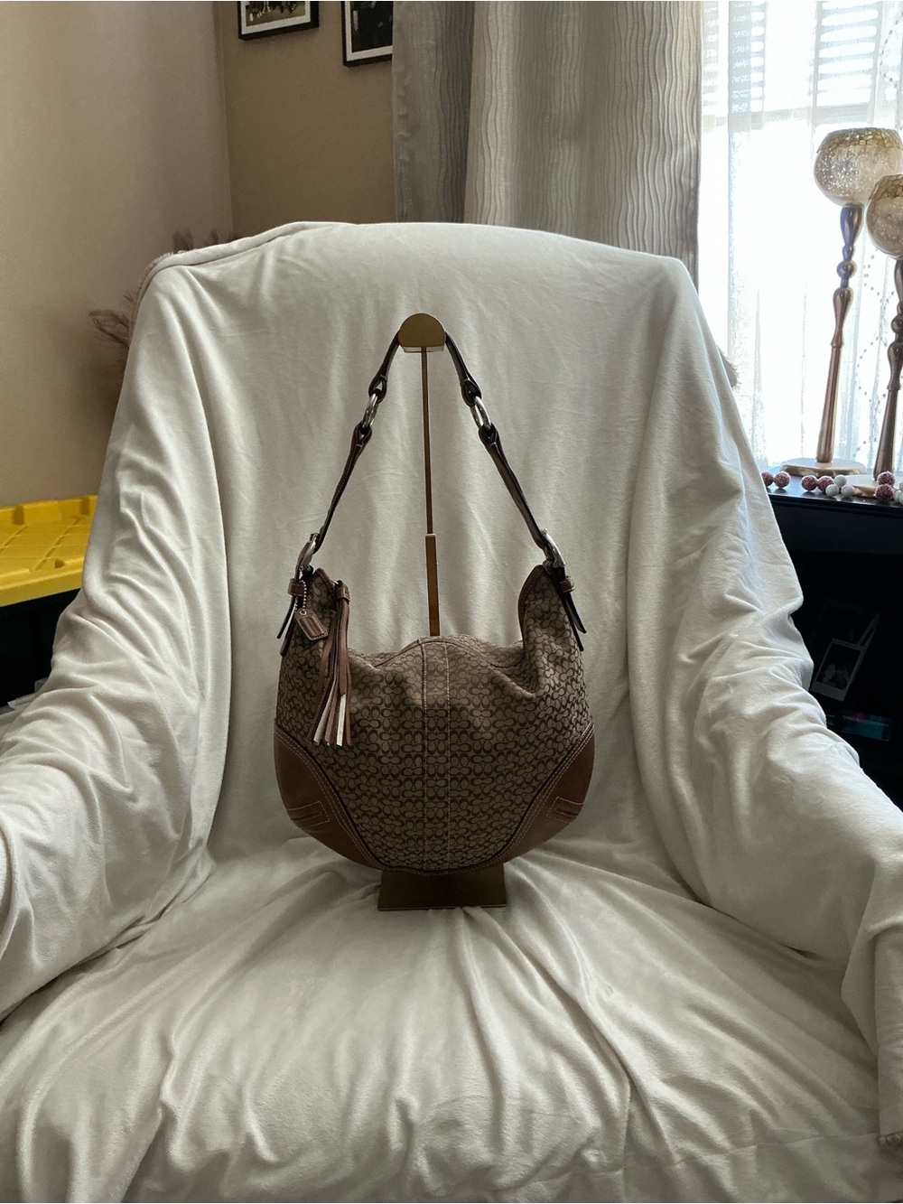 Coach Vintage 2006 Signature Tan & Brown Hobo Shoulder Bag (EUC)